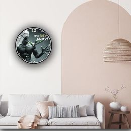 Wall Clocks My Way A Fitness Muscle Man Screaming Acrylic Clock Hanging Watch For Bodybuilding GYM Sport