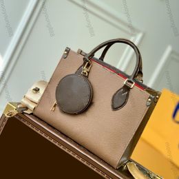 12A Обновление зеркального качества Дизайнерская сумка Onthego PM 25 см Женская маленькая сумочка Роскошная холщовая сумка для покупок через плечо Сумка через плечо с кошельком для монет