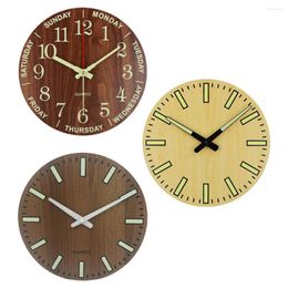 Wall Clocks Clock 11" Wooden Silent Non-Ticking Sweep Movement Luminous For Home Living Room Bedroom Kitchen Office Decor