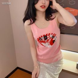 312 2023 Runway Autumn Brand SAme Style Sweater Sleeveless Crew Neck Black White Pink Pullover Fashion Clothes High Quality Womens yiduo8