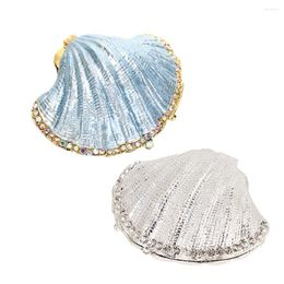 Storage Bottles Delicate Pearl Shell Hinged Jewellery Box Rhinestone Seashell Ring Holder Figurine Cosmetic Case Creative Gift Wife Girlfriend