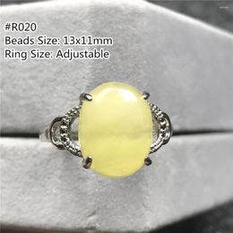 Cluster Rings Top Natural Yellow Amber Ring Jewellery For Woman Lady Man Gemstone Love Gift Crystal Oval Beads Silver Adjustable Size