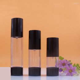 Storage Bottles 10pcs Airless Bottle Empty Travel Plastic Black Cap Flat Pump Lotion Container Sample Packgaing Clear 15ml 30ml 50ml