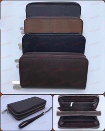 Long Business Type Wallet Double Zipper Purse Classic Passport Holder Designer Purses Contacts Old Flower Grid Luxury Multi-level Money Folder