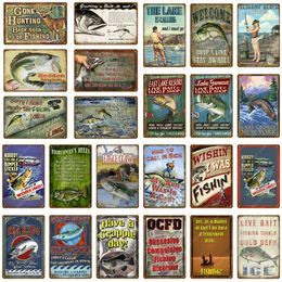 Fisherman Rules Metal Tin Signs Welcome To Fish Vintage Tin Poster For Farm Restaurant Pub Bar Dinning Wall Decor Fishing Plaque 30X20cm W03