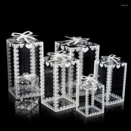 Gift Wrap 10PCS Clear PVC Box Wedding/Birthday Valentine Favour Cake Packaging Chocolate Candy Dragee Party Event Transparent