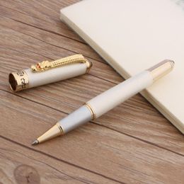 Signature Silver Ball Point Pen Wave And Golden Faucet Clip Luxury Metal RollerBall Stationery Office Supplies