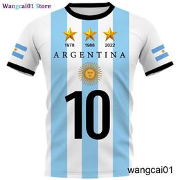 wangcai01 DIY T-Shirt 2022 Men's T-shirt Argentina Flag 3D Pattern Print Women's Short Seve T-shirt Casual Men's T-shirt Tops 0315H23