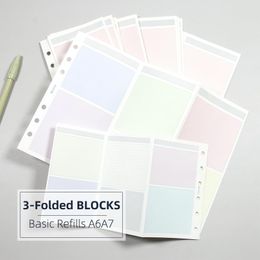 Notepads MyPretties 20 Sheets Color Blocks Refill Papers A6 A7 Three Fold Filler For 6 Hole Binder Organizer Notebook PapersNotepads