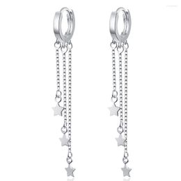 Dangle Earrings Silver Colour Tassel Star Charm Box Chain Korean Long Drop Earring For Women Wedding Statement Jewellery Eh729