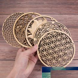 Mats Pads Fleu Chakra Flower Of Life Natural Symbol Wood Round Edge Circles Carved For Stone Crystal Set Home Kitchen Diy Decor Dr Dhkpn