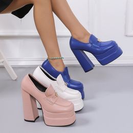 Dress Shoes Fashion Ladies Single Shoes Super High Heels Waterproof Platform Shallow Mouth High Heels Big Size 36-43 Platform Heels 230314