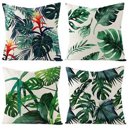 Pillow Case Set Of 4 Outdoor Cushions For Garden Furniture Linen Green Cushion Covers 18X18inch Sofa Pillows Cover