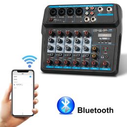 LEEDOAR 6-channel Professional Portable A6 Mixer Sound Card Mixing Console Computer Live Input 48v Power Model Number PK TEYUN