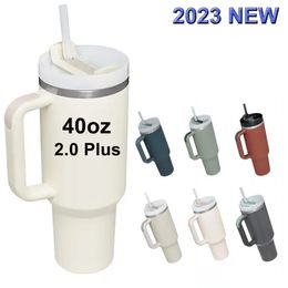 H2.0 New 40oz Mugs With Silicone Handle Lid Straw Stainless Steel Big Capacity Travel Car Cups Outdoor Vacuum Insulated Drinking Tumblers 0109