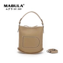 Women Small Top Handle Purse Luxury Genuine Leather Bucket Hobo Handbag Simple Design Drawstring Crossbody Bag for Travel 230315