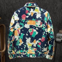 Fashion Loose Tracksuits Men's Camouflage Two-piece Set Multicolor Printing Lapel Denim Jacket and Straight Jeans Four Season234S