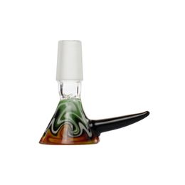 Horn Shape Glass Bowl with Slide Funnel - Available in 14mm and 18mm Male Joints, Ideal for Glass Bongs and Ash Catchers