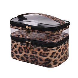 Cosmetic Bags Cases Multifunction Travel Clear Makeup Bag Fashion Leopard Cosmetic Bag Toiletries Organiser Waterproof Females Storage Make Up Cases 230314