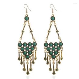 Dangle Earrings Vintage Brincos Fashion Geometry Drop For Women Antique Gold Colour Jewellery Triangle Long Tassel Bijoux