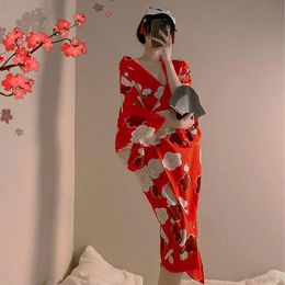 Ethnic Clothing Women Elegant Kimono Japanese Style Yukata Sexy Bathrobes Belt Haori Long Robe Vintage Princess Dress Gown Anime Cosplay Cos