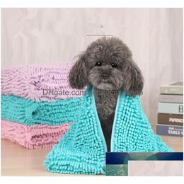 Dog Grooming Towel Soft Microfiber Chenille Pet Bath Dry Hand Pockets Super Absorbent Durable Quick Drying Washable Factory Price Ex Dhaw9