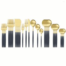 Dinnerware Sets Black Gold Matte Cutlery Set 36pcs Western 18/10 Stainless Steel Tableware Home Spoon Fork Knife Dishwasher Safe