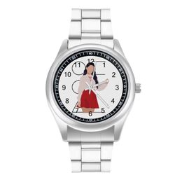 Wristwatches Loona Quartz Watch Steel Design Wrist Girl Gym Fancy Fashion Wristwatch