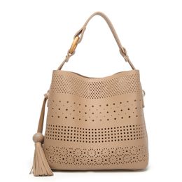 Outdoor versatile women's bag Fashion handbag Hollow pattern PU design shoulder bag