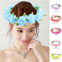 Flower Crown Wreath Bride Wedding Hair Accessories Gorgeous Headbands Braided Vine Headwear Garland Ornament For Women Girls