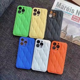 Solid Colour wave pattern cotton filled down jacket mobile phone case For iPhone14ProMax 14Pro 14 13ProMAX