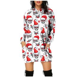 Casual Dresses 2023 Christmas Dress 3d Printed Women Winter Short Sleeve Sexy Streetwear Clothes