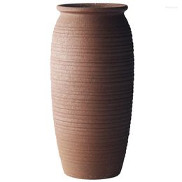 Vases Handmade Coarse Pottery Vase Flower Ceramic Zen Ware Floor Ornaments Home Retro Dried Inserting