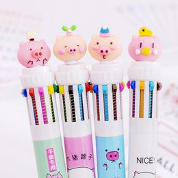 Cartoon Pig Multifunctional Press Ballpoint Pen Graffiti Stationery Painting Retractable Children's