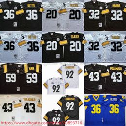 NCAA 2005 Throwback 92 Harrison Football Jersey Retro Stitch 32 Franco Harris 36 Jerome Bettis 59 Jack Ham 20 Rocky Bleier 43 Troy Polamalu Jerseys