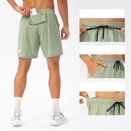 LU LU LEMONS Men's Shorts Yoga Outfit Men Fifth Pants Running Sport Breathable Trainer Short Trousers Sportswear Gym Exercise Adult Fiess Wear Elastic w