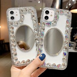 Beauty Diamond Cases for IPhone14promax 14pro 14plus 14 13promax 13pro 13 12 11 Pro max case iphone12promax xs max Crystal Rinbow colors Rhinestone Cover with Mirror