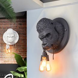 Wall Lamps Ugo Rilla Light Nordic Resin Gorilla Retro Led Home Loft Bedroom Bedside Decor Animal