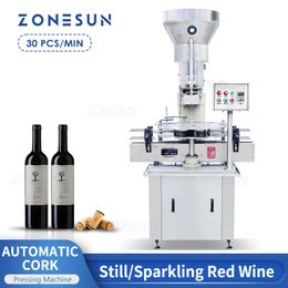 ZONESUN ZS-DSJ2 Cork Pressing Machine for Sealing Still Sparkling Red Wine Bottles Automatic Feeding Packaging Production Line Capping Machine