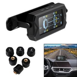 Digital LCD Alarm Car RV Truck TPMS with 6 External Sensors Tire Pressure Monitoring System Wireless Solar