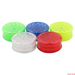 Plastic Tobacco Grinder Herb 3 Parts Layers 60MM Cigarette Tobacco Spice Smoking Hand Muller Acrylic Grinders Herbal Grinding DHL