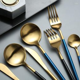 Dinnerware Sets Stainless Steel Steak Western Tableware Golden Household Nordic Cutlery Kitchen Gadget Metal Vajilla KC50TZ