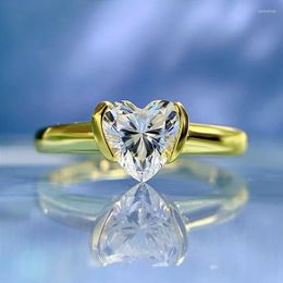 Cluster Rings S925 Silver 6 Heart-shaped Ring With 50 Points Of Love Women's Jewelry High Carbon Diamond Girl Heart