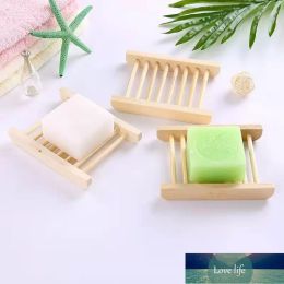 delicacy Natural Bamboo Wooden Soap Dish Creative simple household wood drain soap box kitchen bathroom storage rack