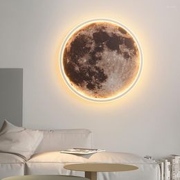 Wall Lamp Moon Round Led Light For Aisle Bedside Child Bedroom Indoor Lamps Stairway Home Decor Sconces Decoration Fixtures