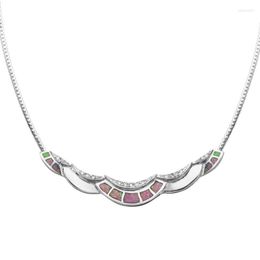 Chains Eulonvan Charms Wedding Love Necklace For Women Big Jewelry & Accessories Drop Blue Pink Opal Rhodium Plated R4095 R4096