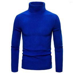 Men's Vests Men Autumn Winter High Neck Long Sleeve Sweater Fashion Stripe Warm Slim Fit Casual Knitwear Stretch Pullovers Tops