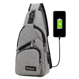 Waist Bags USB Charging Bag Sports Canvas Men's Chest Outdoor Crossbody Phone Daily Travel Messenger Pack