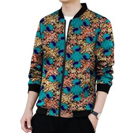 Men's Jackets Nigerian Fashion Bomber Jacket African Dashiki Print Classic Zipper Outerwear Freedom Casual Outwear