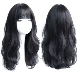 Synthetic Wigs HOUYAN Long curly synthetic wig with Centre bangs dark brown natural hair female Cosplay heat resistant Fibre 230314